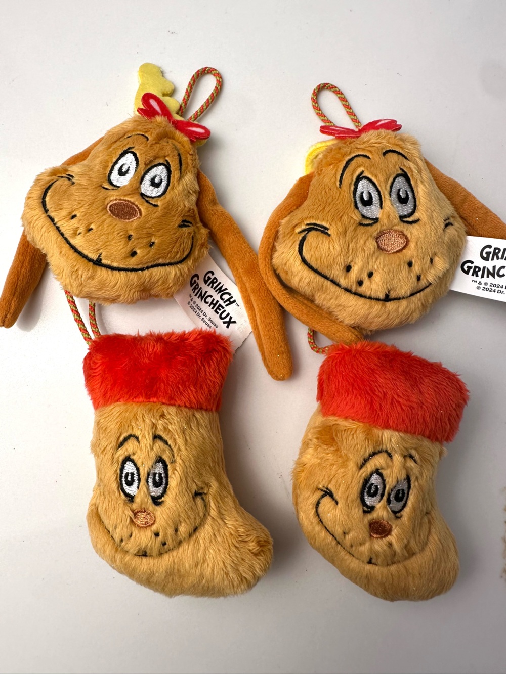 Dr. Seuss Grinch & Max 4 Plush Christmas Ornaments